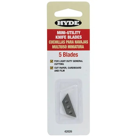 HYDE Replacement Mini Top Slide Utility Blades, PK 5 42026